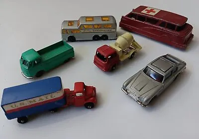 Lot Of Six Vintage Diecast Cars. Bond USPS Greyhound VW Bus Ambulance. • $50