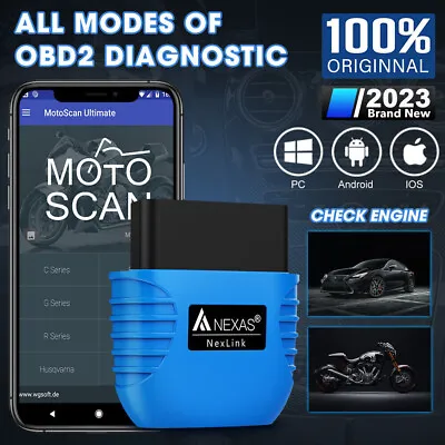 NEXAS Car Motorcycles Bluetooth OBD2 Scanner Full System Diagnostic Scan Tool • £25.99