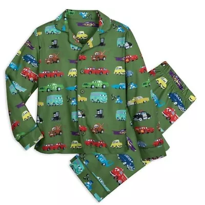 Disney Store Cars Green Flannel Pajamas Boys Pjs Lightning Mcqueen Tow Mater NEW • $29.95