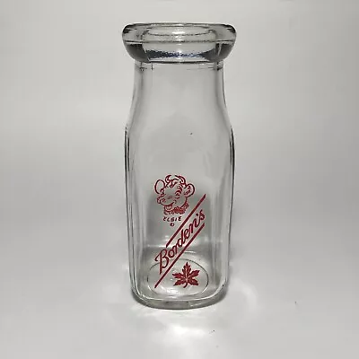 Vintage Rare Borden’s Canadian ACL 1/2 Pint Milk Bottle Red Elsie Cow Maple Leaf • $36.34