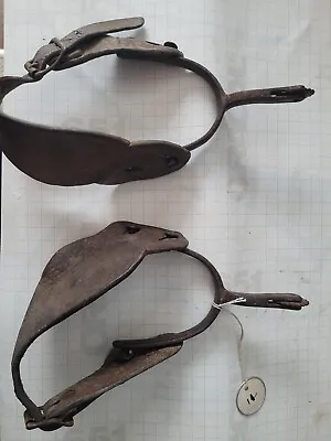 Vintage Cowboy Iron Spurs With Rowels And Leather Straps • $55