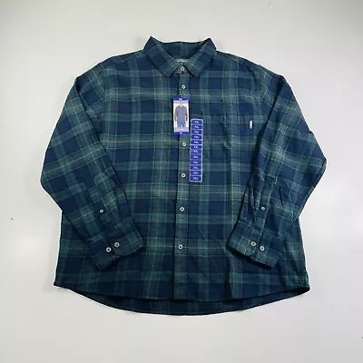 Eddie Bauer Bristol Flannel Shirt Navy Green Plaid Men’s Size XXL Brand New  • $21.95