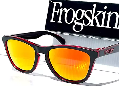 NEW Oakley FROGSKIN Eclipse Red & Black POLARIZED Galaxy Ruby Sunglass 9013-A7 • $118.87