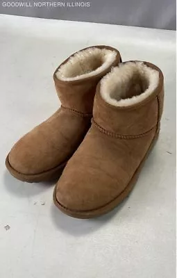 UGG Chestnut Classic Mini Leather/Sherpa Ankle Boots Size Men's 5/Women's ~6 • $8.99