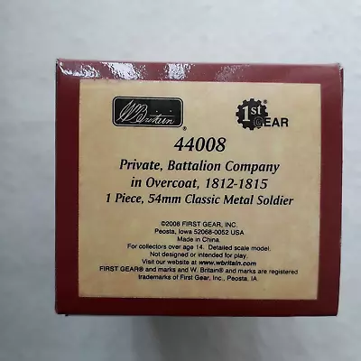 W Britain 44008 54mm Metal Soldier - Private Battalion Company 1812-1815 • £21.50