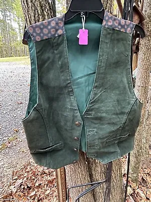 Vintage Men's Leather Vest Medium Green Biker Steampunk • $18