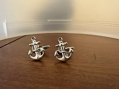 Nautical Silver Tone Anchor Cufflinks • $11