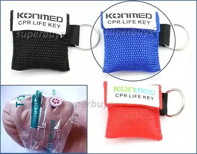 Blue Emergency CPR Face Mask Cover Shield First Aid Resuscitation KeyRing Chain • $11.95