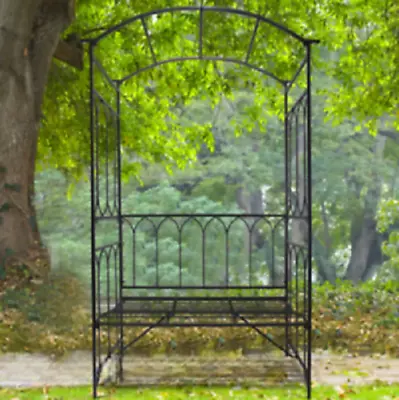 Garden Arbour Bench Outdoor Metal Pergola Arch Patio Seat Plant Roses Climbing • £78.90