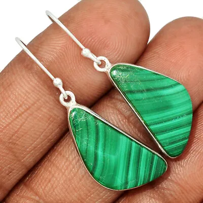 Natural Malachite - Congo 925 Sterling Silver Earrings Jewelry CE26683 • $11.99