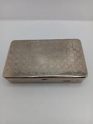 Vintage Metal Cigarette Case Etched Flaming Skull Silver-tone Hinged • $12.95