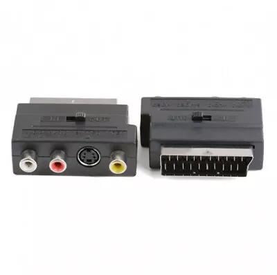 3 Rca And S-vhs Composite Video To Scart Adapter Input Output Switch Selector • £4