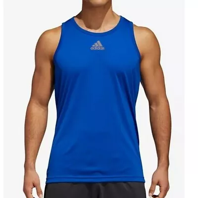 Adidas Singlet Mens Tank Top Sports T-Shirt Muscle Shirt Running Fitness Blue • $26.62