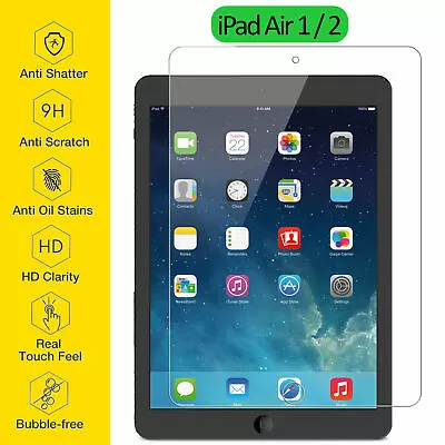 Tempered Glass Film Screen Protector Ultra Thin Clear For Apple IPad Air 1 2 9.7 • £3.85