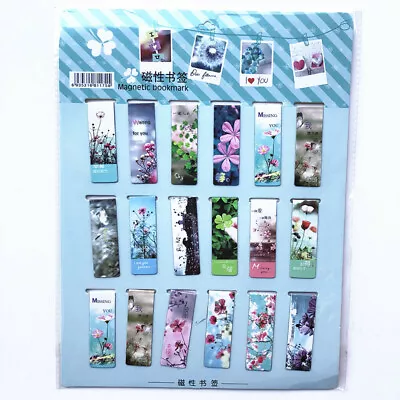 18pc Cute Garden Flowers Magnetic Bookmarks Floral Book Markers With Magnet • £5.49