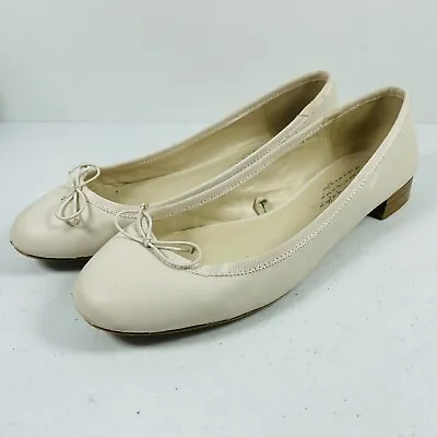 🔥 Zara Women Slip On Bow Tie Flats Shoes • Cream • Women’s US Sz 8 • Blemish • $19.95