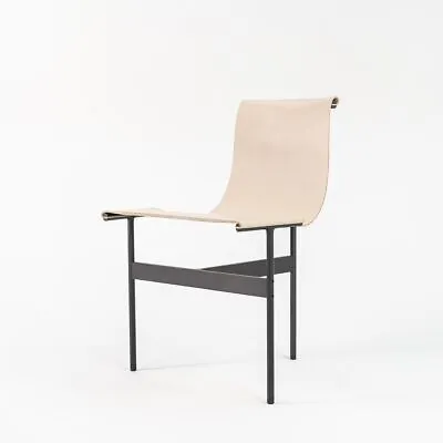 Gratz Industries Laverne TG-10 Sling Dining Chair Cream Leather With Black Frame • $4200