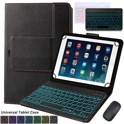 For 9.7 10.1 10.5 11 Inch Tablet Backlit Keyboard Mouse Universal Case Cover UK • £18.99