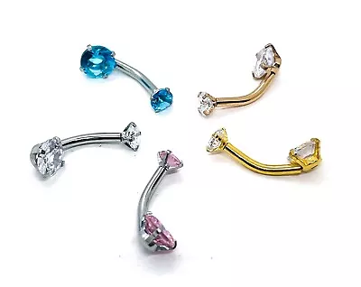 £3.49 • Buy Coloured Belly Bar 316L Surgical Steel Navel Double Crystal Cubic Zirconia