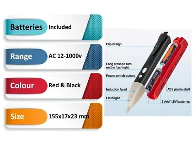 £3.78 • Buy New Voltage Electricity Volt Mains Detector Circuit Pen Torch Pocket Tester