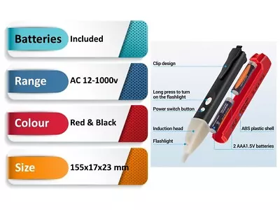 £3.78 • Buy New Voltage Electricity Volt Mains Detector Circuit Pen Torch Pocket Tester