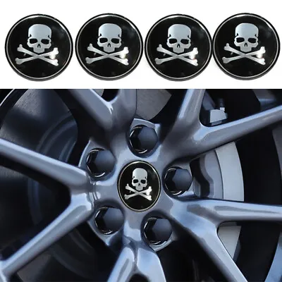 4Pcs Car Auto Wheel Emblem Hub Center Cap Cross Bone Skull Stickers Accessories • $8.04