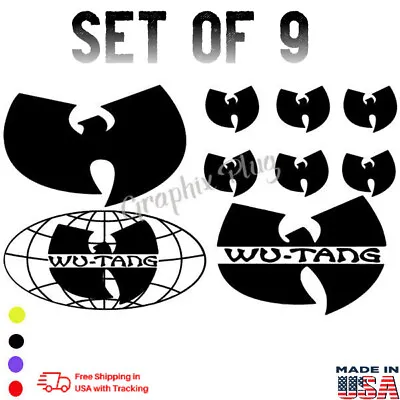 Wu Tang Street Wear 9 Set Black Vinyl Decal Sticker Set - Free Shipping • $6.75