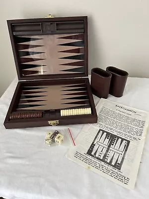 Vtg Cardinal Backgammon Brown Faux Leather Foldable Travel Case 9x7” Complete • $17.99