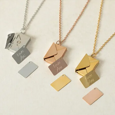 Personalized Love Letter Pendant Locket Envelope Necklace Jewelry Charm Gifts • $6.94