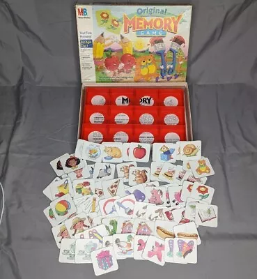 Vintage 1990 Original Memory Game MB Milton Bradley Instructions 71 Cards Total • $6.95