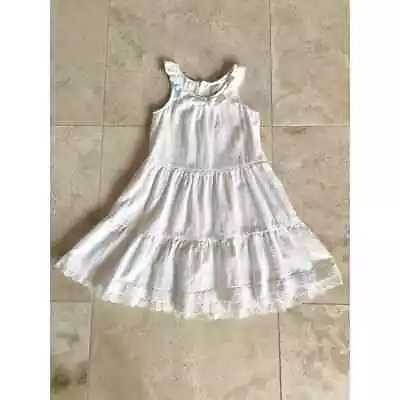 Zara Girls White Sleeveless Ruffle Tiered Dress Size 7-8yrs • $22