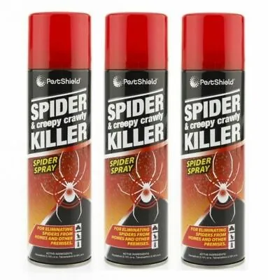 SPIDER & CREEPY CRAWLY INSECT KILLER SPIDER SPRAY NO MORE SPIDERS 200ML X 3 • £7.89