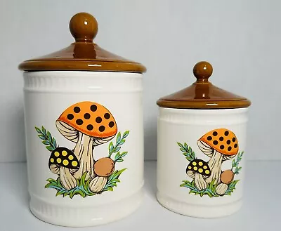 Merry Mushroom Ceramic Canisters Sears Roebuck & Company Set Of 2 1982 Japan VTG • $55