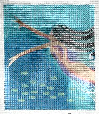  MERMAID  Blue By Leigh Design Handpainted Needlepoint Canvas BG Insert  LEE • $135