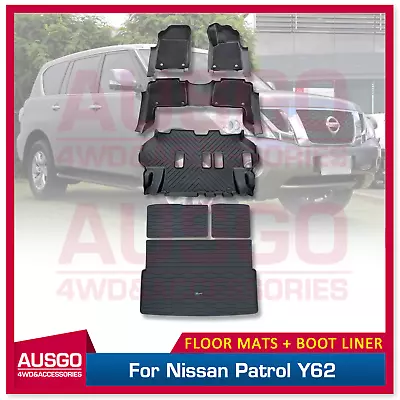 AUSGO 5D TPE 3 Rows Floor Mats + 3D Cargo Mat For Nissan Patrol Y62 2012+ • $432.39