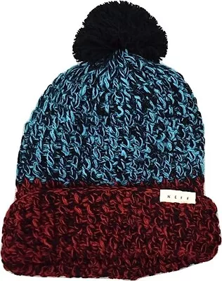 Neff Hailey Beanie Black Teal Red Womens One Size NWT • £9.64