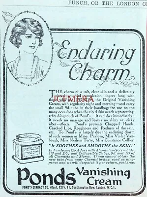 POND'S Vanishing Cream Toiletries 'Enduring Charm' Advert : Antique 1920 Print • £1.75