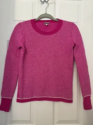J.CREW 100% Cashmere Sweater XS Hot Pink Birds Eye Stitch Rare Limited Ed AK033 • $29.99