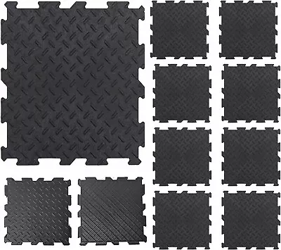 10x Interlocking Alpha Tiles Recycled Rubber Van Garage Shed Utility Floor Tiles • £38.99