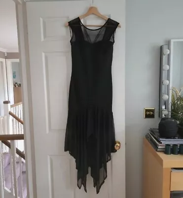New Miss Selfridge Black Dress With Mesh And Fishtail Size Uk 10 • £14.99