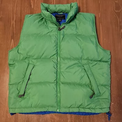 Vtg American Eagle Lightweight Puffer Vest Down Jacket Full Zip Green With Hood • $29.99
