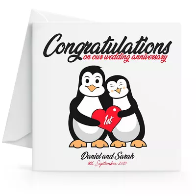 £2.95 • Buy Personalised 1st 2nd 3rd.. Wedding Anniversary Card - Wife, Husband Or Friend