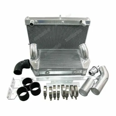 Intercooler + Radiator 26x17x6.5  V-Mount Kit For 92-02 RX7 FD3 Turbo Black Hose • $1448.44