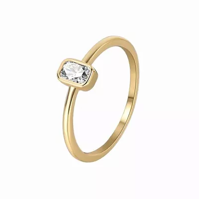 M&T 2007 Gold Plated Simple Ring Rectangle CZ Stacking Ring One Piece #7 JWCY98 • $4.90