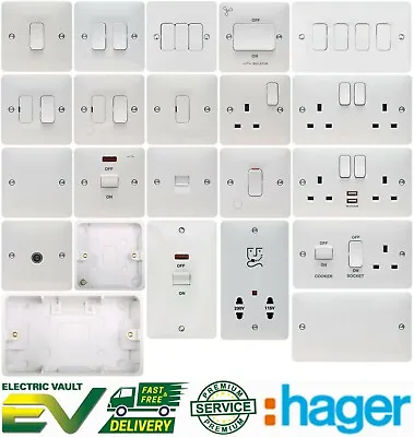 Hager Sollysta Full Range - Switches Sockets & Accessories White Moulded Plastic • £3.35