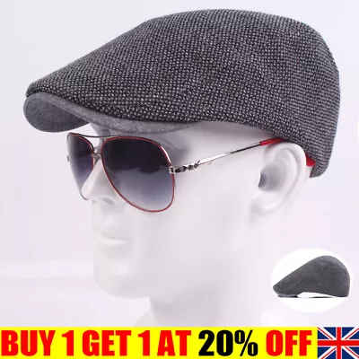 £7.69 • Buy Mens Flat Cap Gatsby Tweed Baker Boy Hat Herringbone Newsboy Cap One Size JA