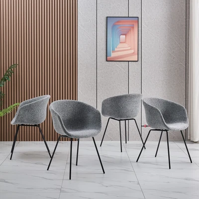 $259.99 • Buy AINPECCA Fabric Dining Chairs Set Of 4 With Armrest Light Grey Seat Metal Legs