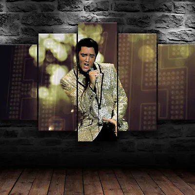 Elvis Presley American Rock 5 Piece Canvas Wall Art Singer Print Home Decor • $34.99