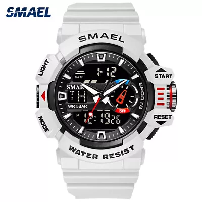 SMAEL Sport Watch Dual Time Men Quartz Watches Fashion LED Digital Wristwatches • $12.87