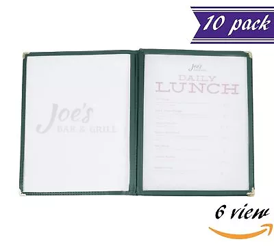 (10 Pack) 3 Page Book Fold Menu Covers Green 6 View 8.5 X 11-inches Insert • $65.88